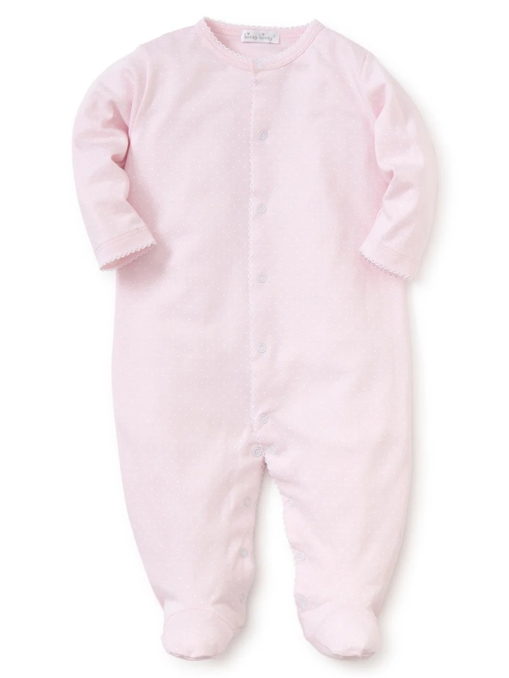 Kissy Kissy Baby Girls Pink White Dotted Footie Onesie